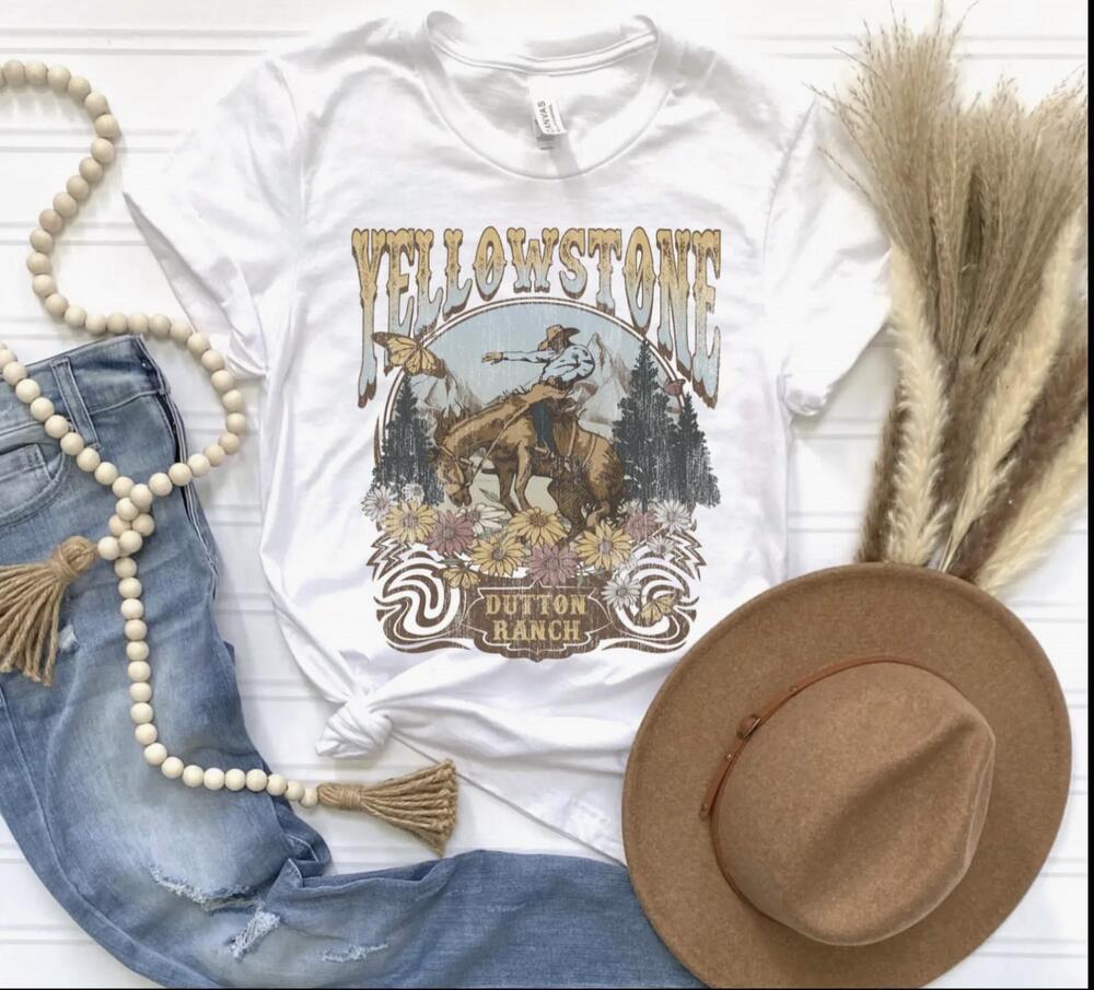 NEW DEAR LOVER women's yellowstone tee shirt in white